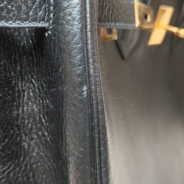 Hermes Birkin 35 Black Calfskin Leather Gold Hardware 1997