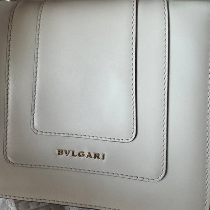 Bvlgari Serpenti Forever Small Leather Top Handle Crossbody Bag White