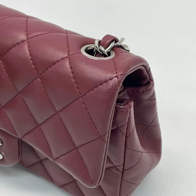 Chanel Classic Flap Rectangular Mini Burgundy Lambskin Silver HW, 2019
