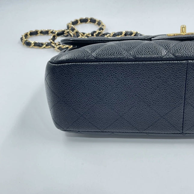 Sold Chanel Classic Flap 2009 Jumbo Black Caviar Leather Single Flap with Gold Hardware