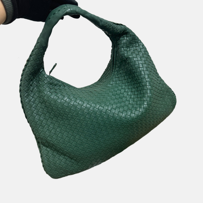 Bottega Veneta Veneta Hobo Medium Dark Green 45cm Lambskin Leather