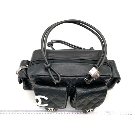 Chanel Cambon Multi-pocket Ligne Reporter Bag Medium Black Calfskin Leather