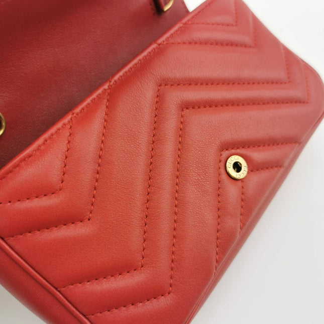 Sold Gucci Marmont Super Mini Flap Leather Bag Red Leather