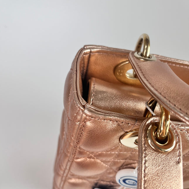 Lady Dior ABCdior Small Pink Irediscent and Metallic Cannage Lambskin Handbag