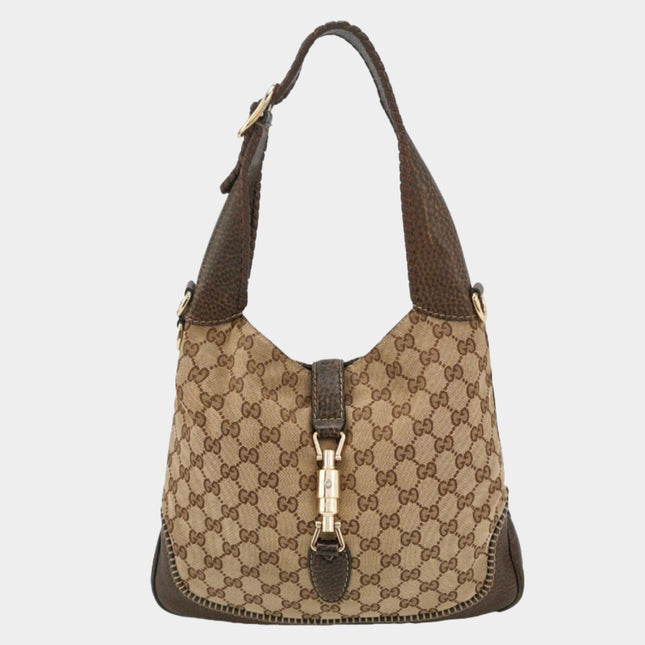 Gucci Jackie 1961 Soft Medium Monogram Canvas and Leather Bag-Luxbags