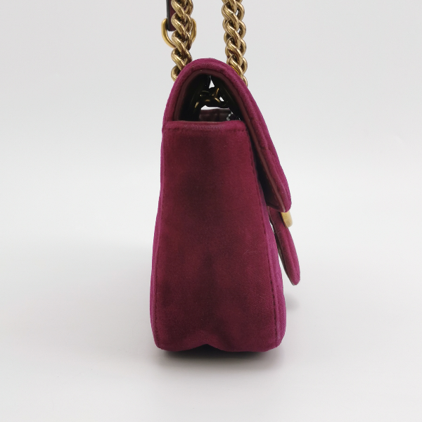 Sold Gucci Marmont Mini Flap Pink Velvet Handbag