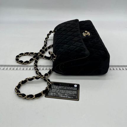 Chanel Classic Flap Medium Black Velvet Gold Hardware, 2014-2015