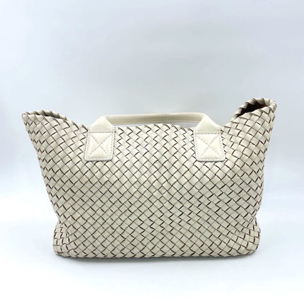 Sold Bottega Veneta Cabat Tote Small/Medium Intreccio Cream White Leather and Suede Lining 32cm
