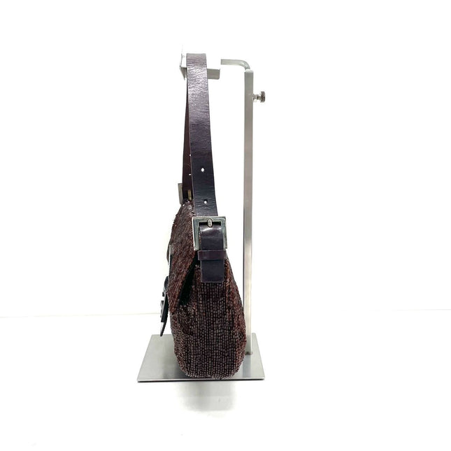 Sold Fendi Baguette Vintage Dark Chocolate Brown Glitter Beads
