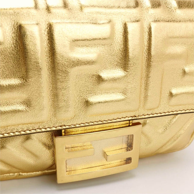 Sold Fendi Baguette Mini Gold Nappa Leather Crossbody Bag