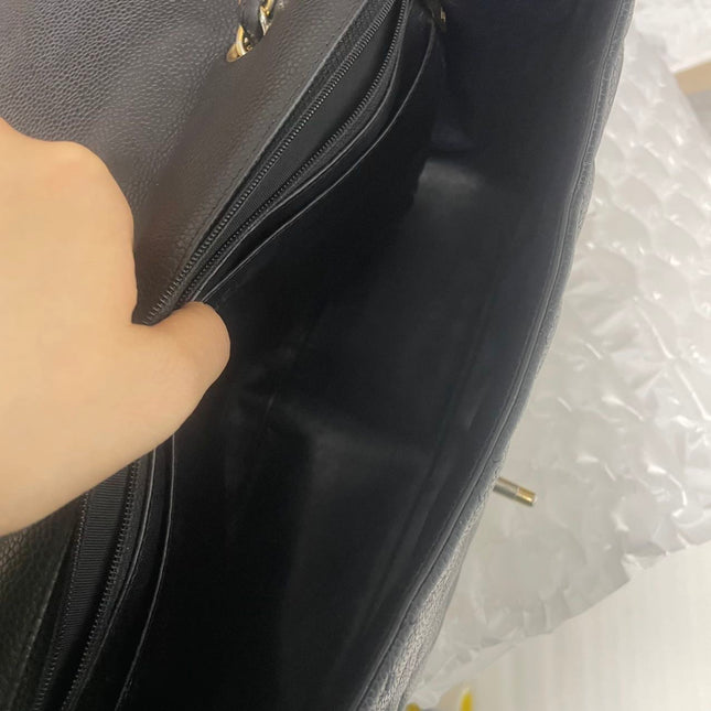 Chanel Classic Flap Jumbo 2009 Black Caviar Leather Single Flap Gold Hardware
