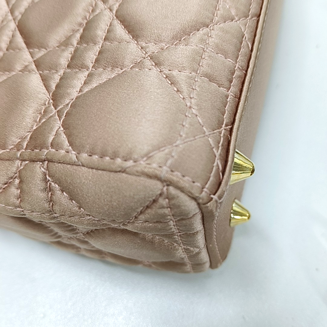 Lady Dior Small My AbcDior Beige Silk Handbag Crystal Charms