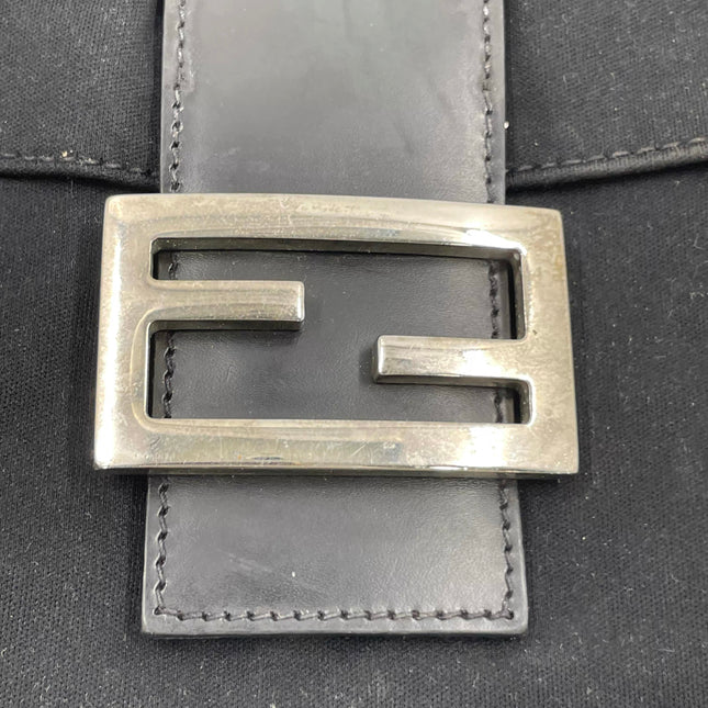 FENDI Baguette Vintage Black Cloth Silver Hardware