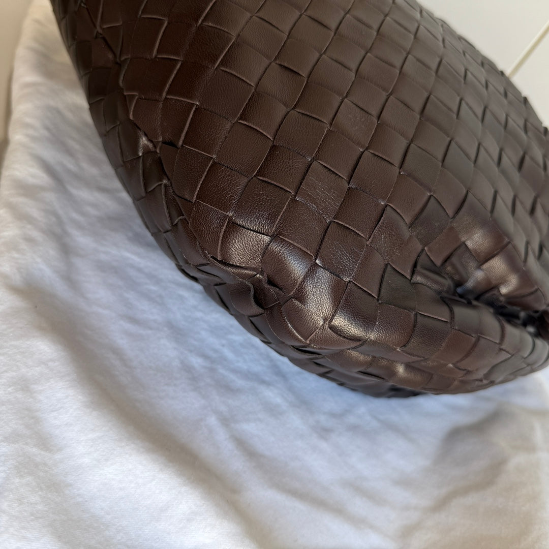 Bottega Veneta Jodie Small Lambskin Leather Dark Chocolate Brown