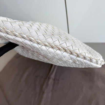 Bottega Veneta Veneta Hobo Intrecciato White Nappa Leather Medium 40cm