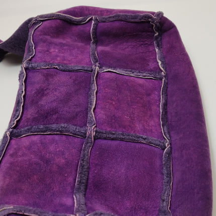 Chanel 2.55 Flap Vintage Chocolate Bar Purple Suede Crossbody Messenger Bag