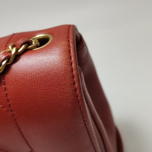 Chanel Diana CC Flap Bag Large Red Lambskin Leather 2014-2015