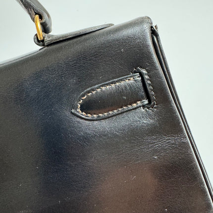 Hermes Kelly 32 Retourne Black Box Leather Gold HW 1987