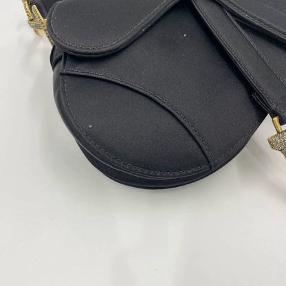 Dior Saddle Mini Silk Handbag Black with crystals