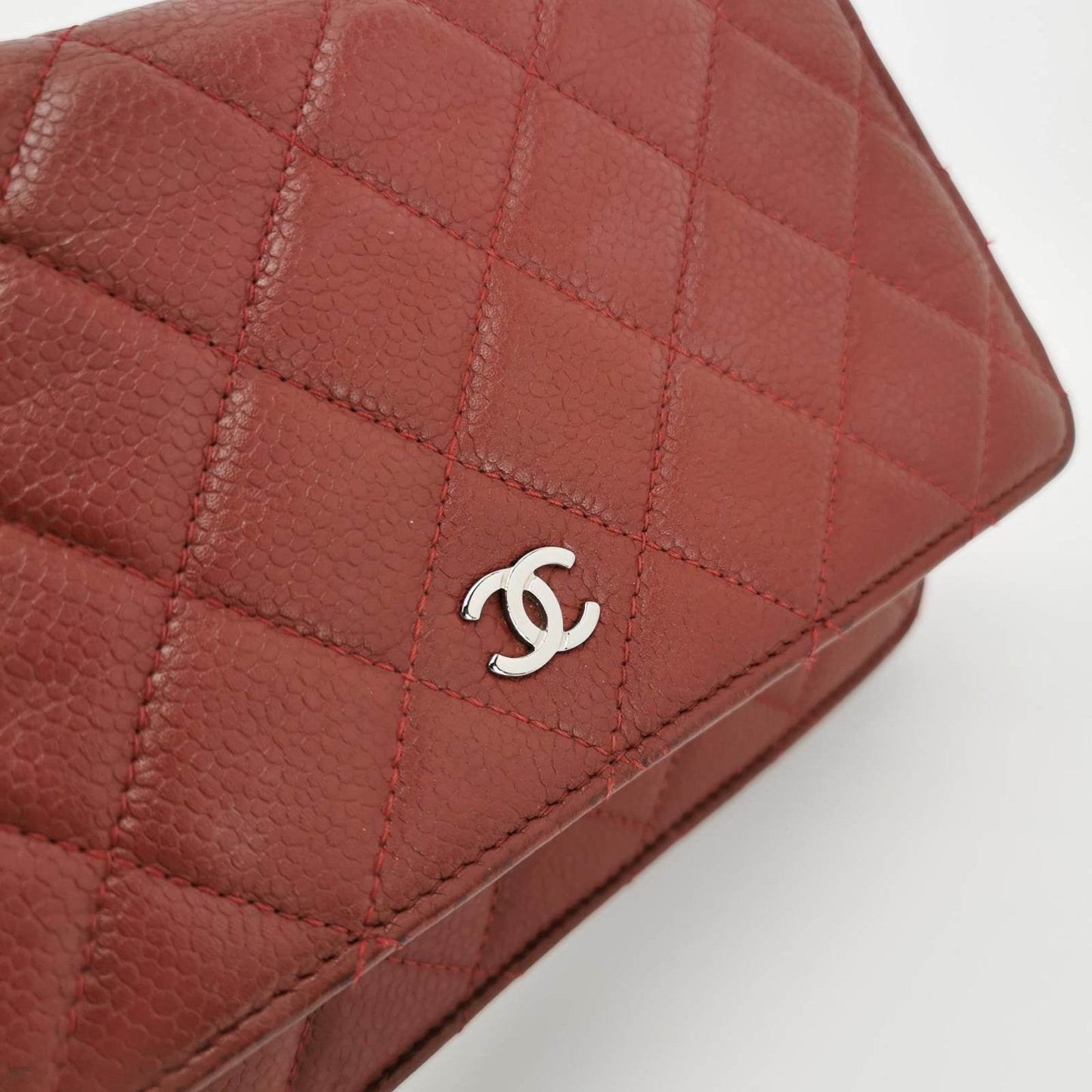 Sold Chanel Wallet on Chain Classic Flap Burgundy Caviar Leather