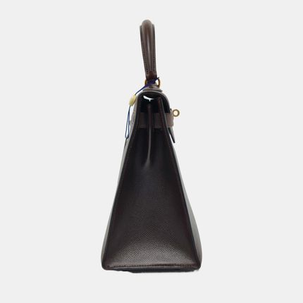 Hermès Kelly 28 Vintage Sellier Dark Brown Epsom Leather Gold Hardware 1990