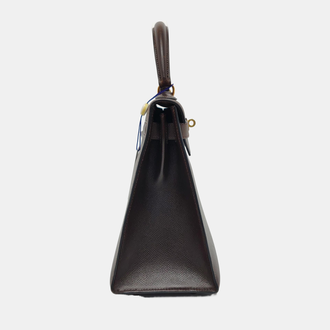 Hermes Kelly 28 Vintage Sellier Dark Brown Epsom Leather Gold Hardware 1990