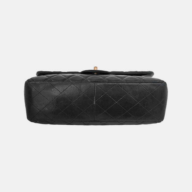 Chanel Classic Flap Jumbo Vintage Black Lambskin Leather Single Flap 24k Gold Hardware, 2008-2009