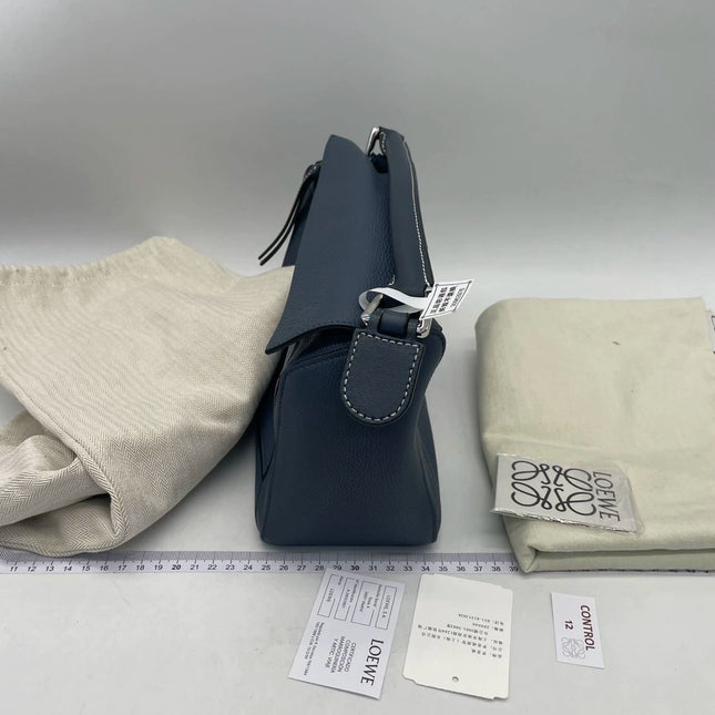 Loewe Puzzle Small Navy Grained Calfskin Leather Bag