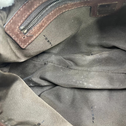 Fendi Baguette Large Dark Brown Suede Leather Shoulder Bag