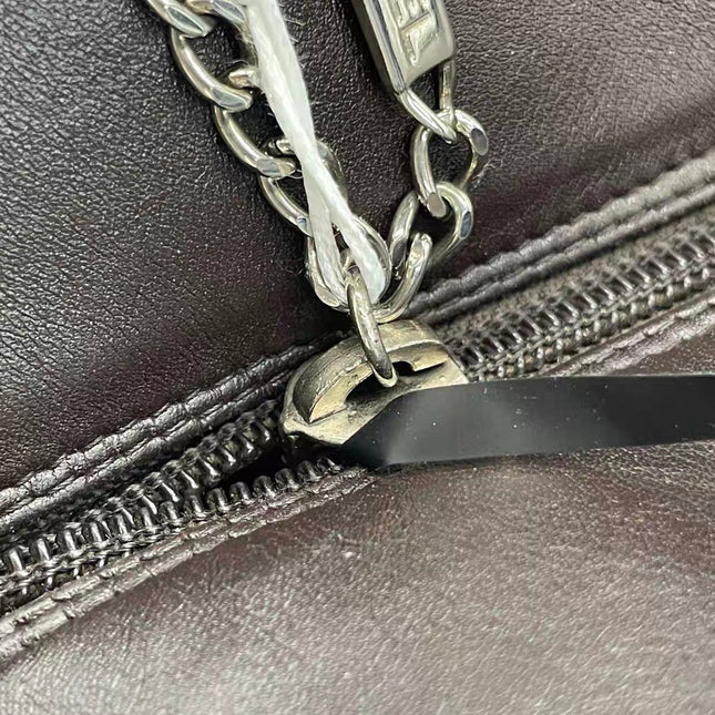 Chanel Cambon Large Dark Brown Calfskin Leather Double Strap Handbag