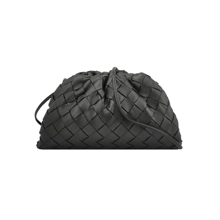 Bottega Veneta Pouch Mini Intrecciato Black Lambskin Leather Crossbody Bag-Luxbags