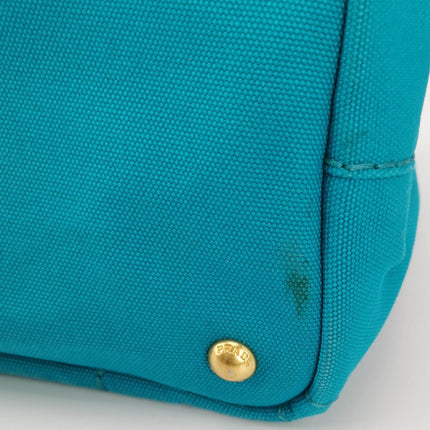 Sold Prada Canape Canvas Tote Small Blue Top Handle Bag