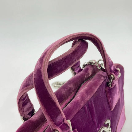 Loewe Amazona 19 Mini Handbag in Purple Velvet with Crystal Logo