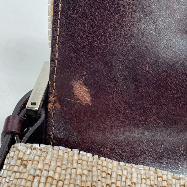 Fendi Baguette Shoulder bag with Glitter Beige Beads