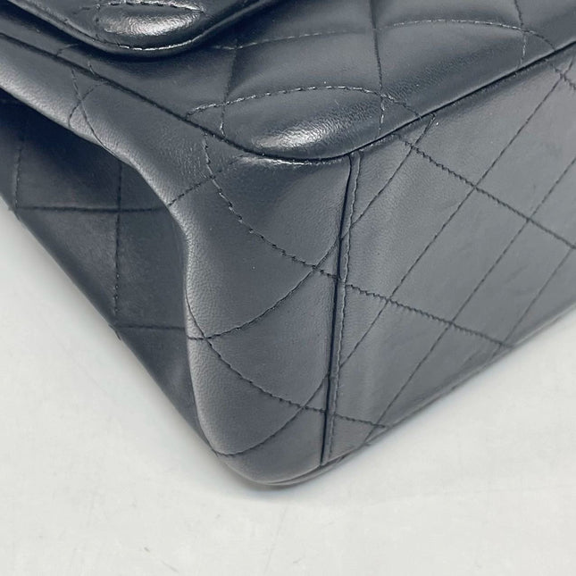 Chanel Classic Flap Maxi Black Lambskin Leather Double Flap Silver Hardware 2011-2012