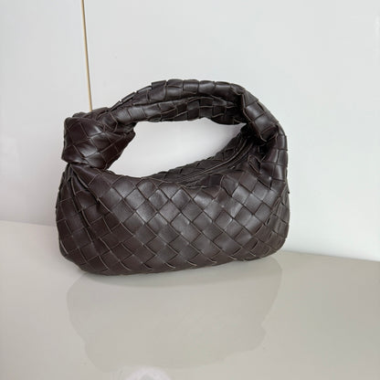 Bottega Veneta Jodie Mini Fondant Dark Chocolate Brown Lambskin Leather Clutch Bag