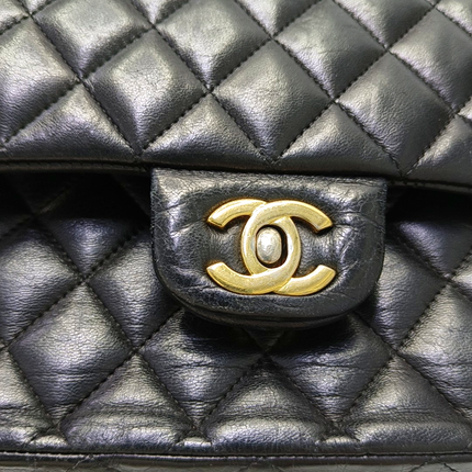 Chanel Timeless Classic Flap Medium Black Lambskin Leather Gold Hardware