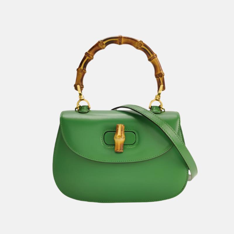 Gucci Bamboo 1947 Top Handle Bag Small Green Box Leather-Luxbags