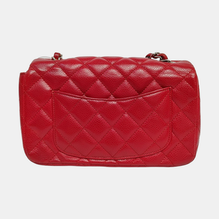Chanel Classic Flap Rectangular Mini Red Caviar Leather Silver Hardware
