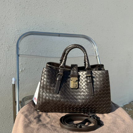 Bottega Veneta Roma Handbag Bag Intrecciato Nappa Leather Chocolate Brown Small 30cm-Luxbags