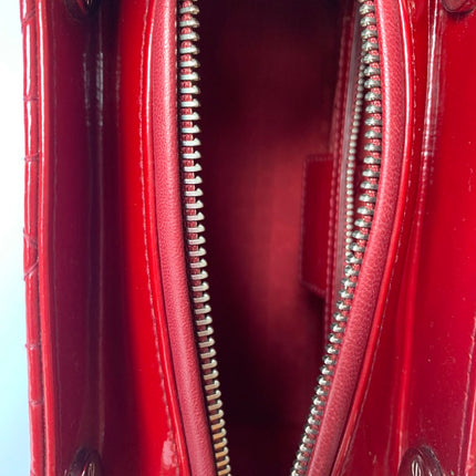 Sold Lady Dior Medium Bag Red Patent Leather