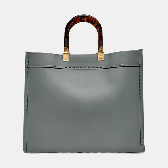 Fendi Sunshine Tote Medium Greyish Blue Top Handle Bag with Strap