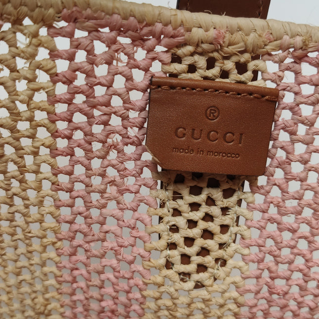 Gucci Jackie 1961 Wicker Bag Pink Gold Hardware Leather Strap