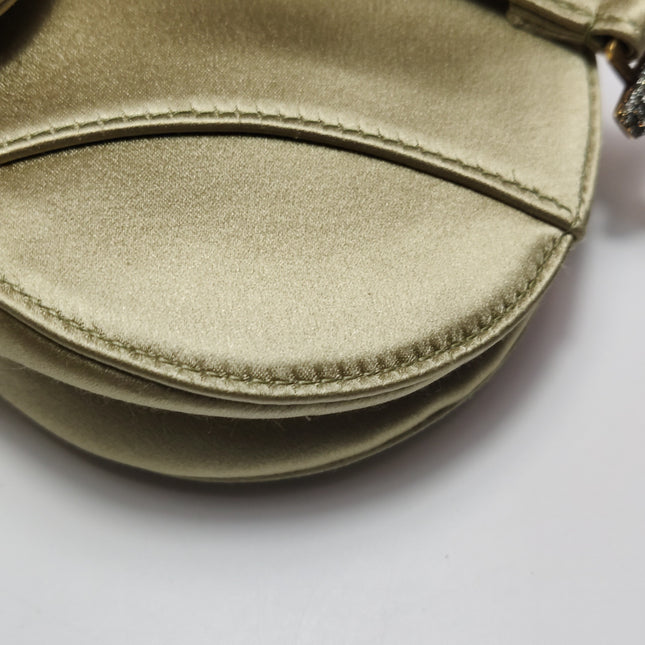 Dior Saddle Mini Silk Handbag Light Gold with crystals