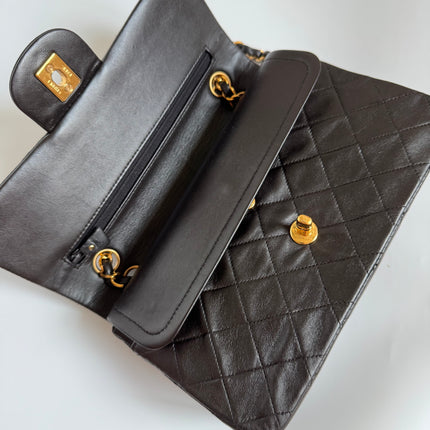 Chanel Classic Flap Small Dark Chocolate Brown Lambskin Leather with 24k Gold Hardware, 1994-1996