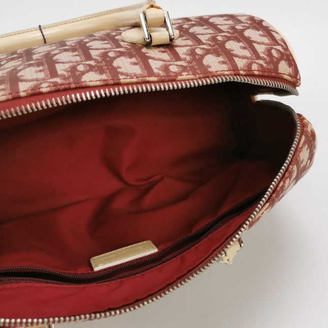 Dior No. 1 Rasta Trotter Bowling Bag Red Oblique Canvas White Patent Leather