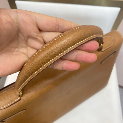 Hermes Kelly 32 Sellier Vintage Gold Epsom Leather Gold Hardware With Strap 1990