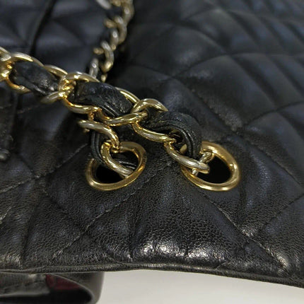 Sold Chanel Classic Flap Jumbo 2010 Black Lambskin Leather Double Flap with Gold Hardware