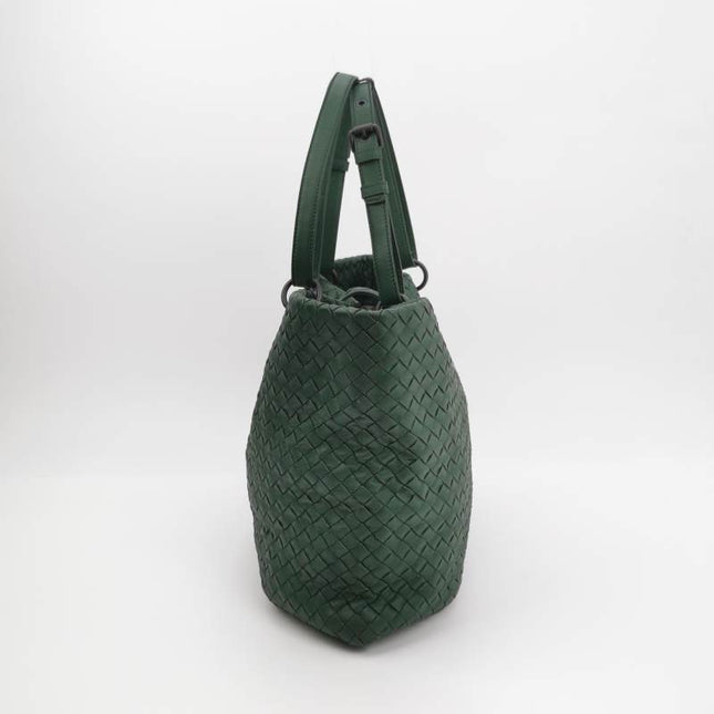Bottega Veneta Roma Tote Intrecciato Lambskin Leather Dark Green 40cm