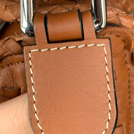 Loewe Puzzle Small Leather Woven Braided Tan Brown Crossbody Bag